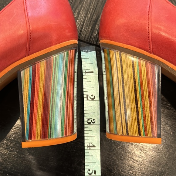 AUDLEY Red Leather Round Toe Crazy Ass Block Heels - Picture 8 of 8